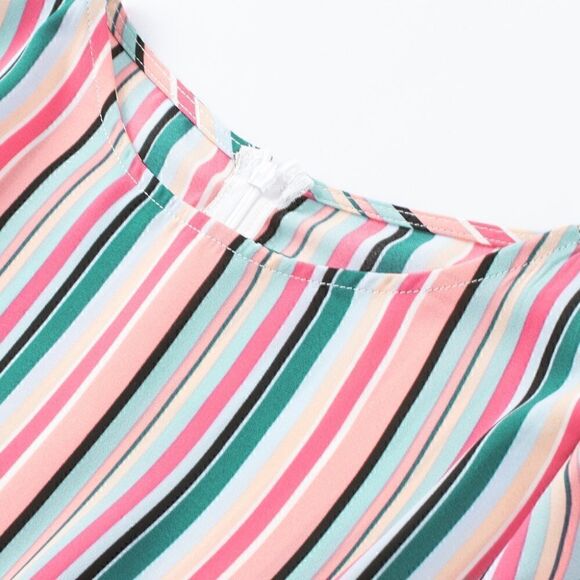 Striped High Waisted Mini Dress, M - Picture 5 of 8